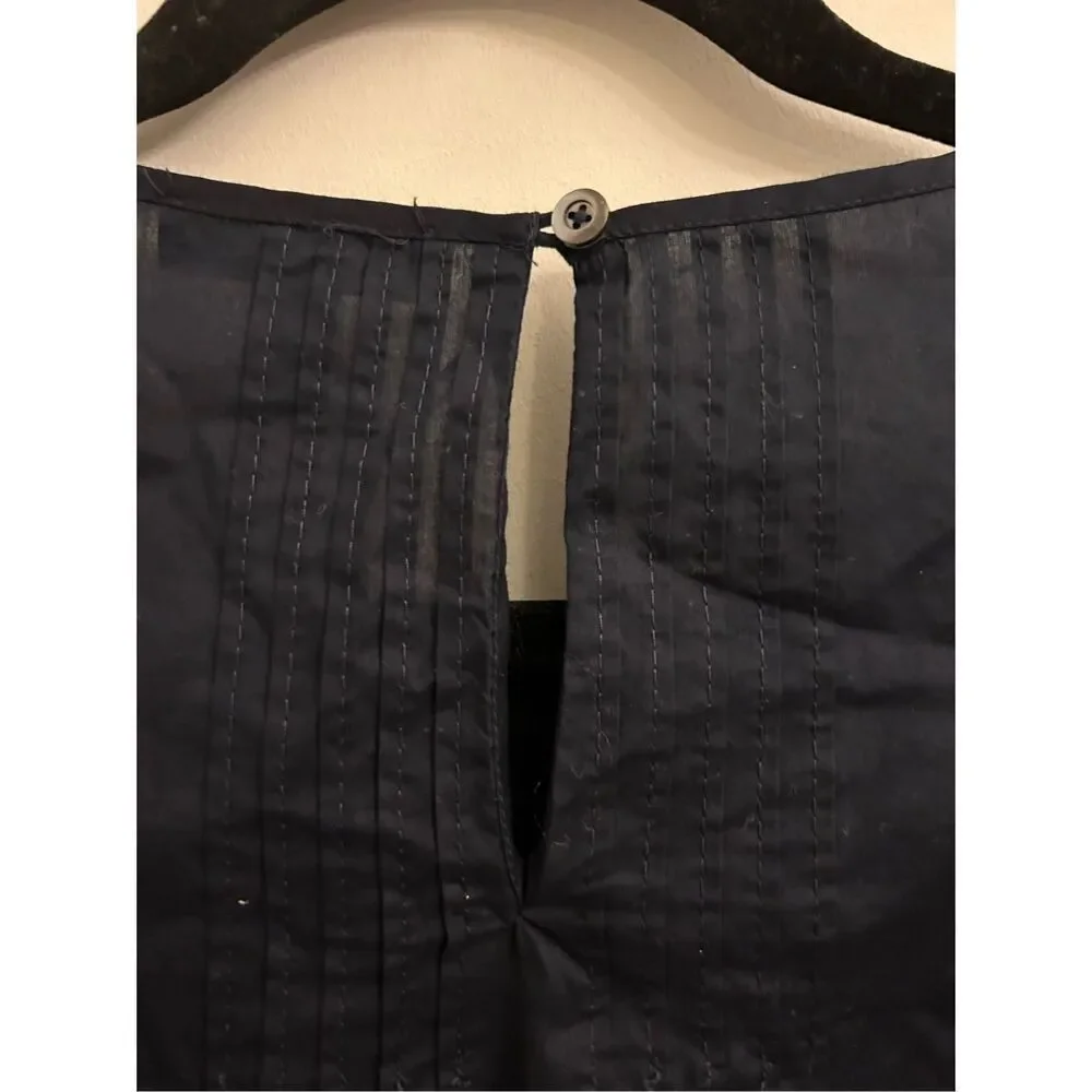 NWT J. Crew Embroidered Blouse Cotton S Navy Peasant Boho Minimalist